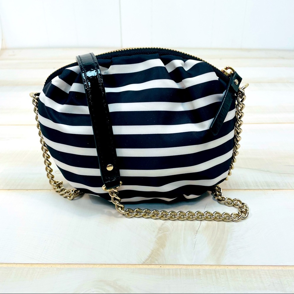 Kate Spade Greta Nylon Stripe Crossbody Bag Leather Trim - Picture 3 of 8